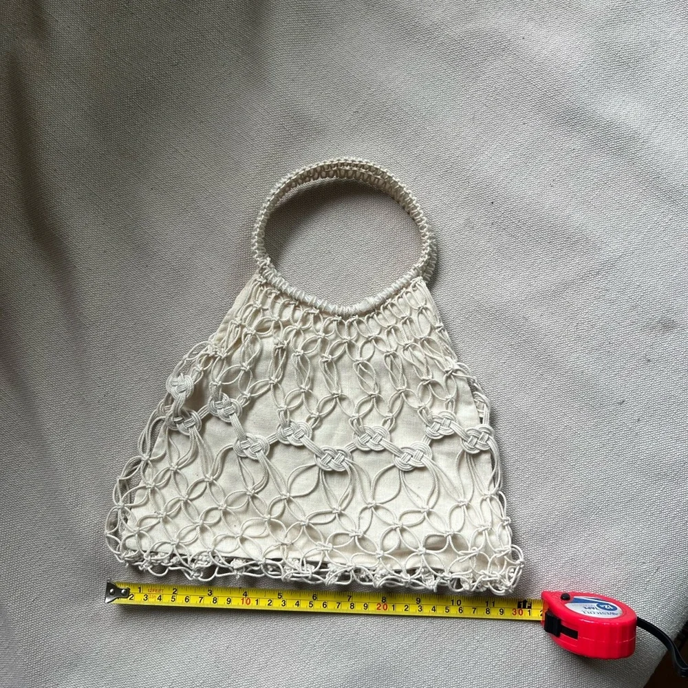 Chic Cream Macrame Mini Bag - Picture 2 of 3